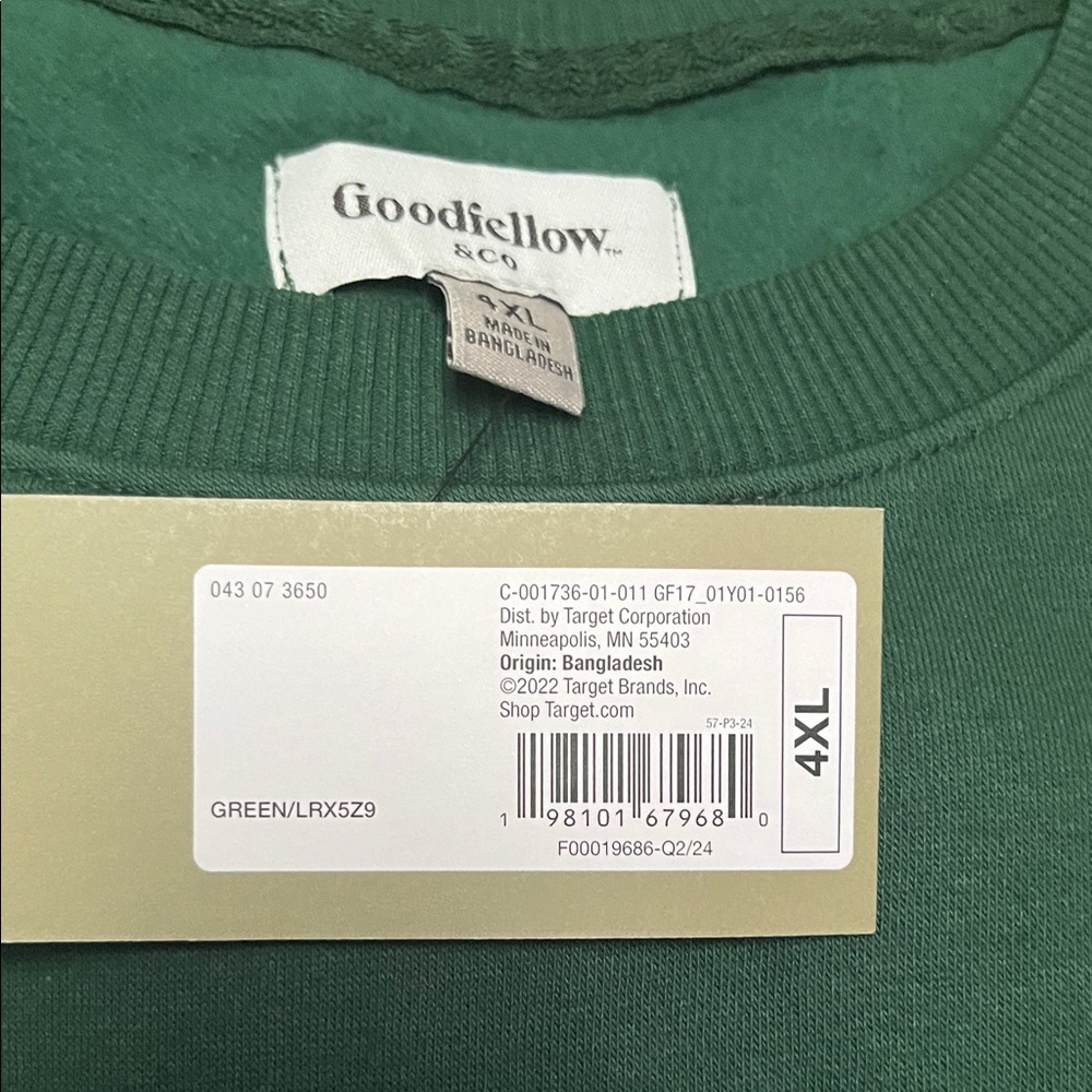 Big and tall 4XL Goodfellow & Co Men's Deep Green Crewneck Sweater - Picture 4 of 5